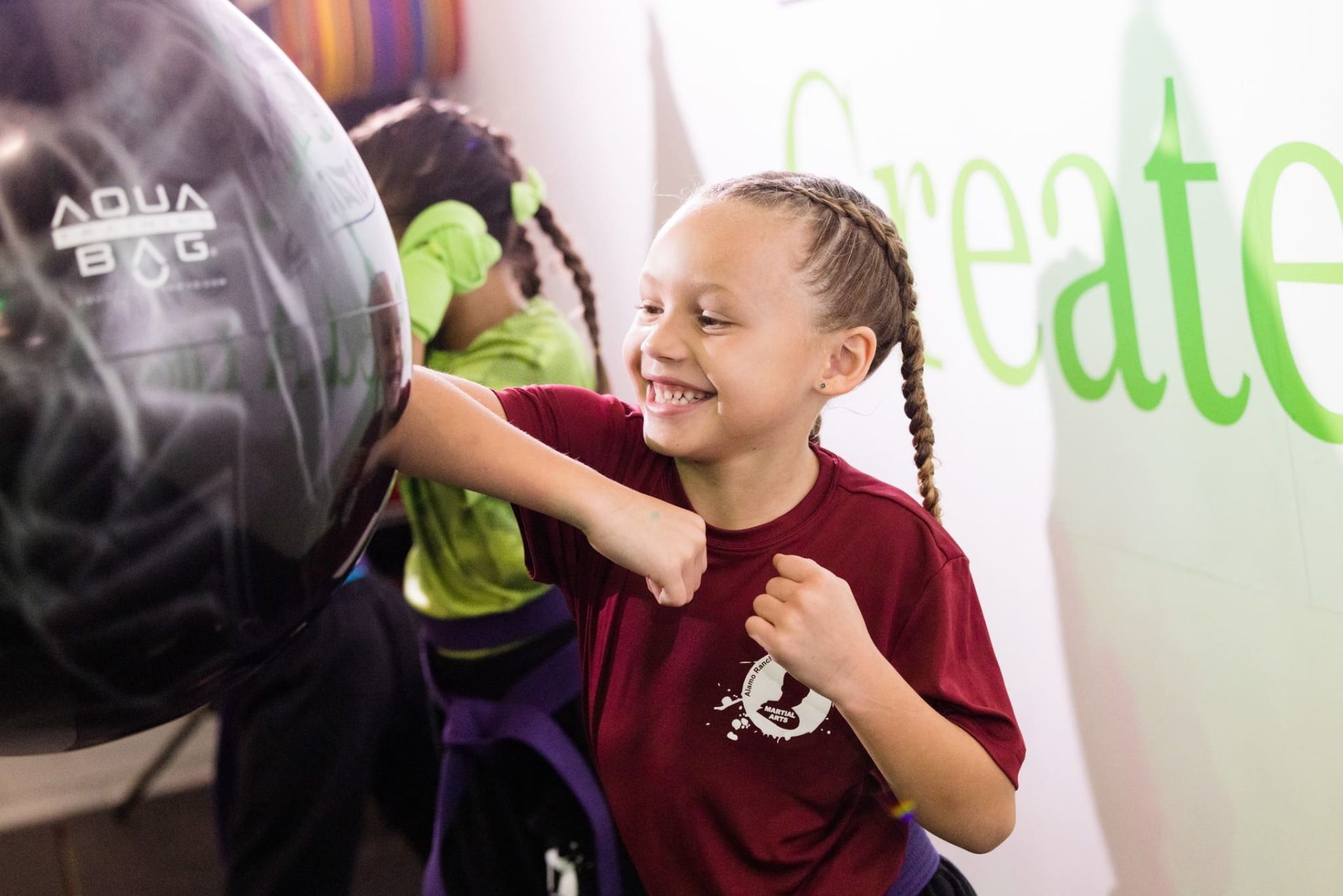 smiling girl elbowing bag